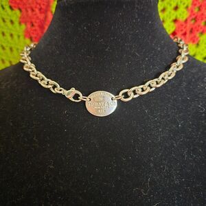 Tiffany & Co 925 Silver Oval Tag Choker 16.5 " long